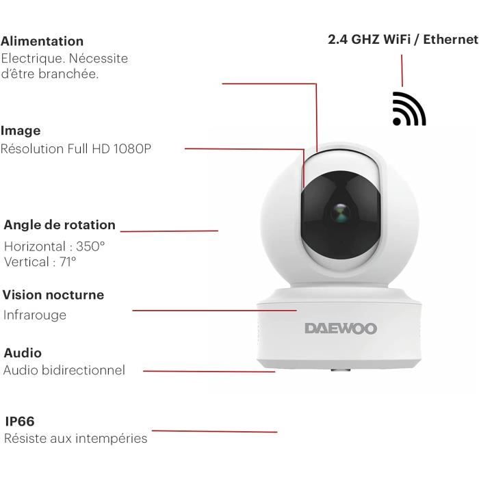 Daewoo Caméra Intérieur Ip501, Full Hd 1080P, Système Audio ...