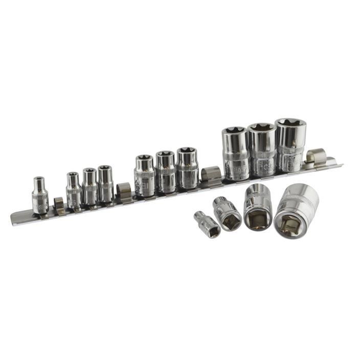 Jeu De 14 Douilles TORX Femelles E4 à E24 - Marque Silverline