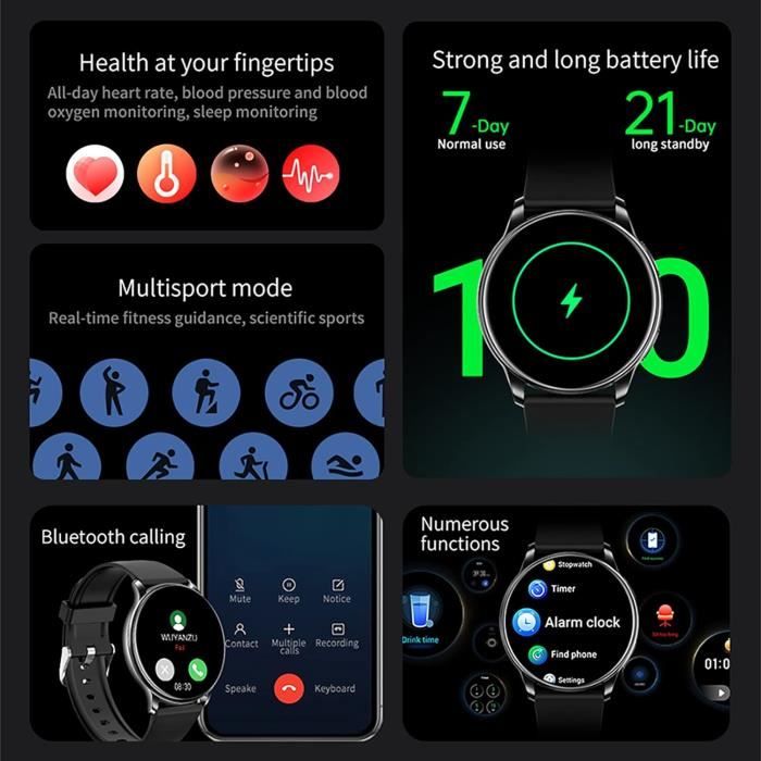 Smartwatch Homme Militaire Avec Fonction Téléphone 1.95 Ip68 Montre De Sport Étanche 100+ Modes