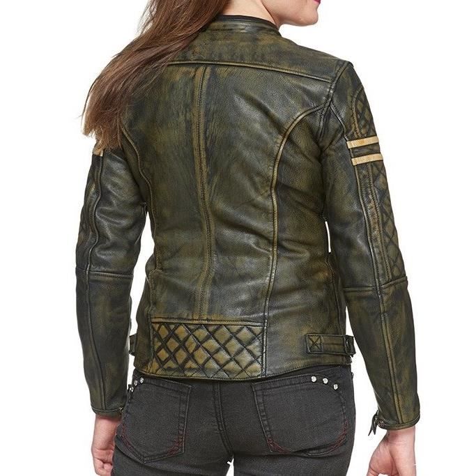 Blouson Moto Femme en cuir cire WAX Marron Cdiscount Auto