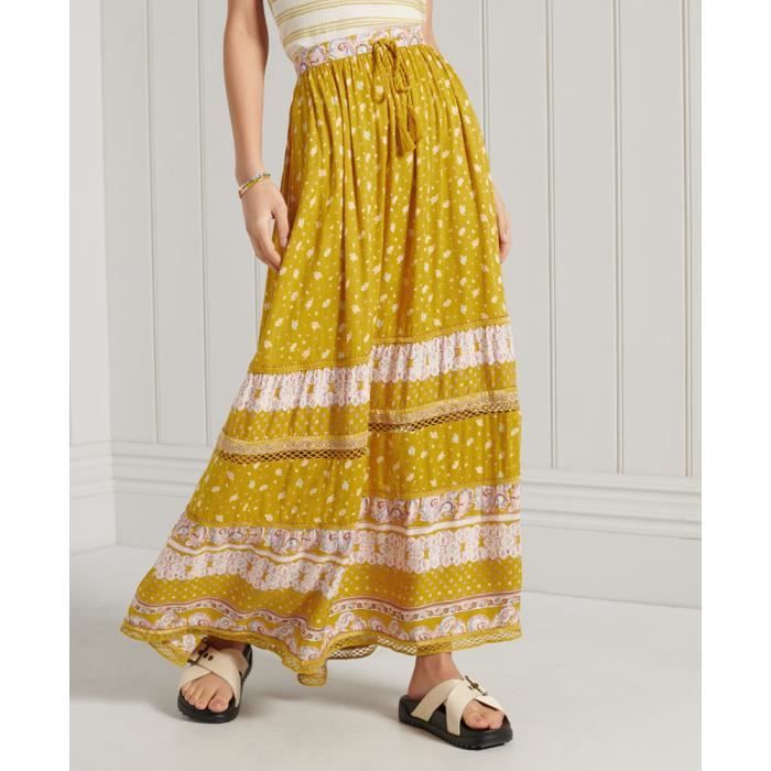 Jupe longue femme Superdry Ameera ocre Ocre Cdiscount Pret a Porter