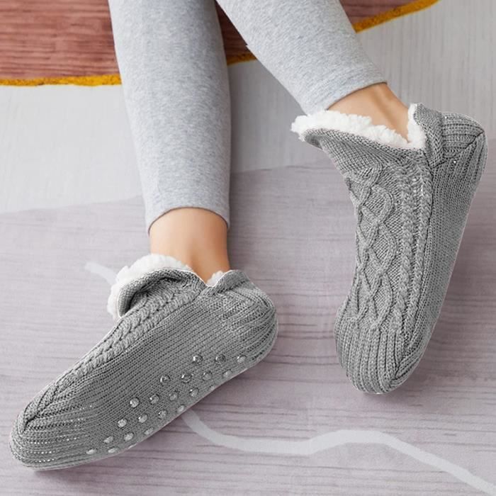 Pantoufles D'hiver Homme Et Femme - Douces, Chaudes, Semelle Antidérapante, En Peluche, Plusieurs Tailles - 4