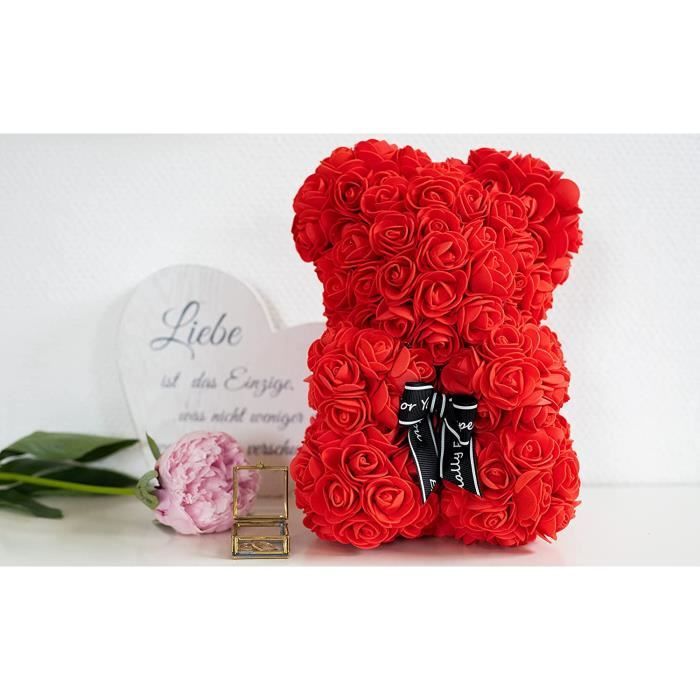 10pcs roses rouges et des poupées ours avec des boîtes d'amour