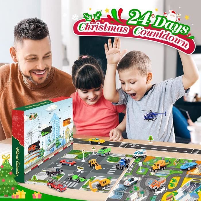 Calendrier De L'Avent Voiture 2025 Pour Garçons - 24 Surprises Avec Camions à Tirettes Et Voitures De Course, Compte à Rebours Noël Excitant Pour Enfants