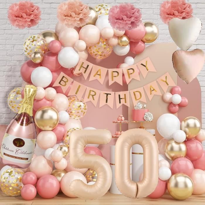 Décoration Anniversaire 50 Ans Femme Violet - Ballons Numéro