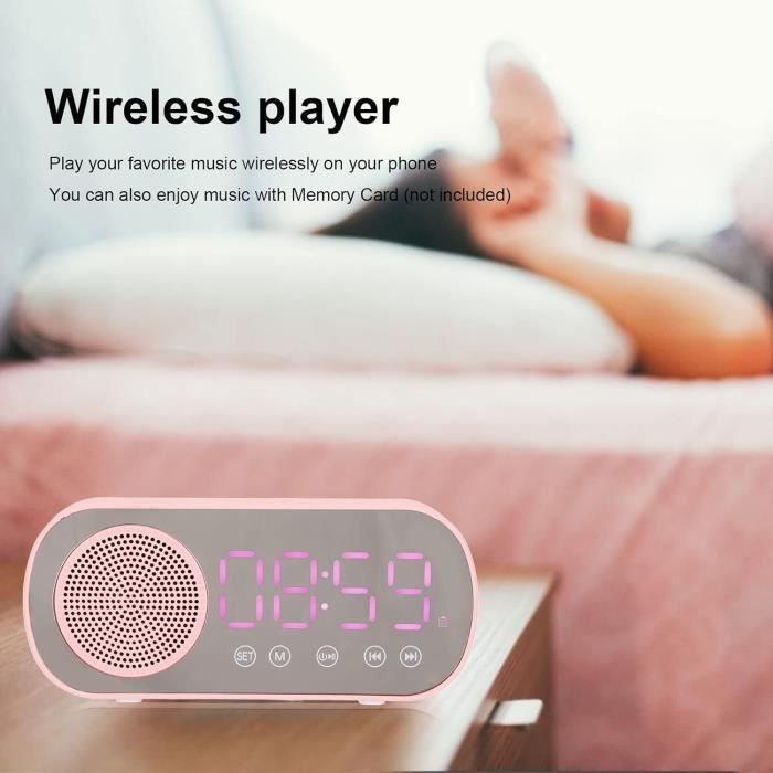Radio-Réveil Radio-Réveil LED avec Haut-Parleur sans Fil Bluetooth Et Radio-Réveil FM-Rouge