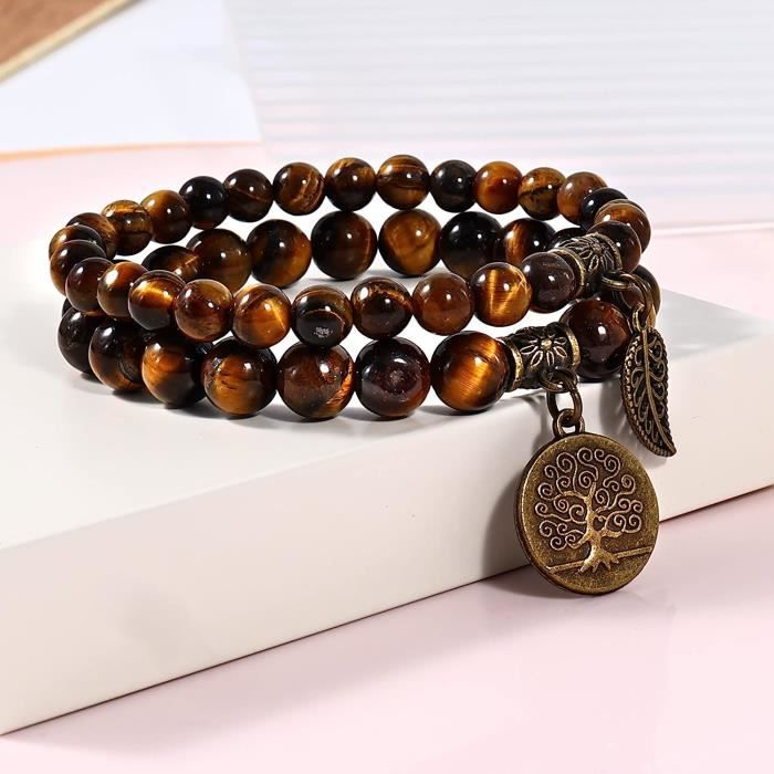 Bracelet Chakra Pierres Naturelles Farfume - Avec Arbre De Vie - 3 Tailles - Cadeau Spiritualité