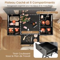 Coiffeuse GIANTEX Blanche Table de Maquillage avec 1 Miroir Carré Rabattable,1 Tabouret