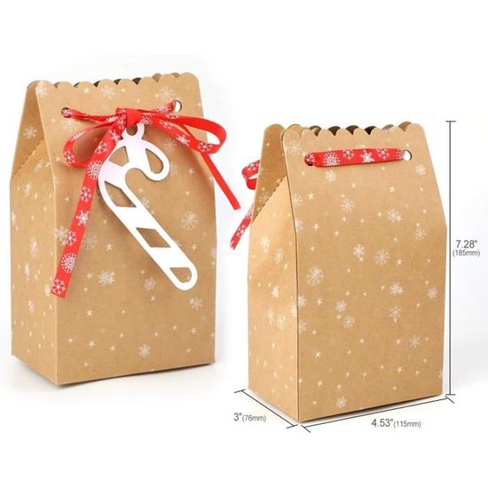 Boîte Cadeau Noël, Lot De 24 Boîte Cadeau Vide Avec Fenêtre,Ficelle,Sac  Pour Emballage Cadeau,Bonbons,Chocolats, Biscuits Pou[H55]
