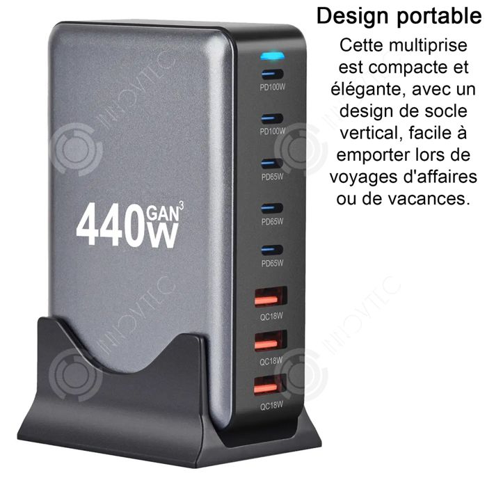 INN Multiprise multifonctionnel 440w pd 8 en 1 avec 5 typec et 3 USB ...