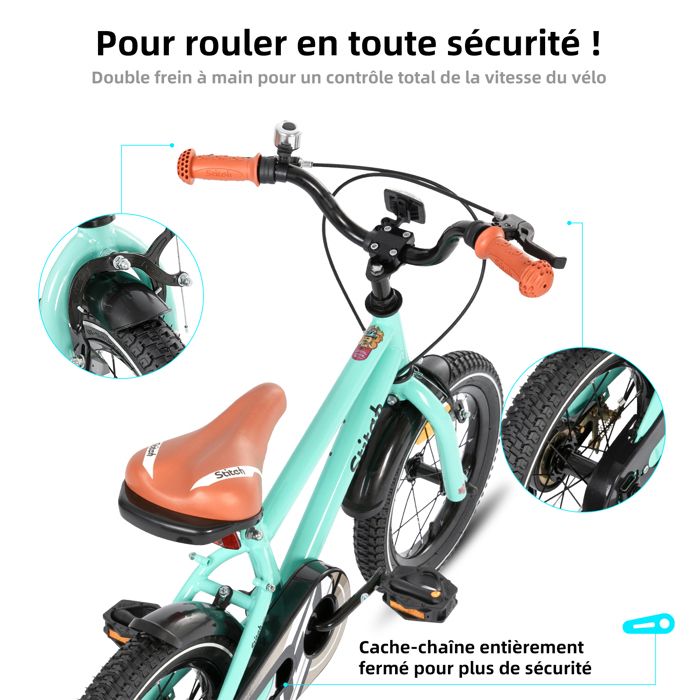 Vélo pour enfants - HILAND - Modèle 16 pouces - Cadre en acier - Frein en U - Roues auxiliaires - Sport Vélo pour enfants - HILAND - Modèle 16 pouces - Cadre en acier - Frein en U - Roues auxiliaires - Sport
