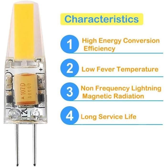Ampoule Led G4 12V, 6W Equivalent 60W Halogène Lampe, Pas De