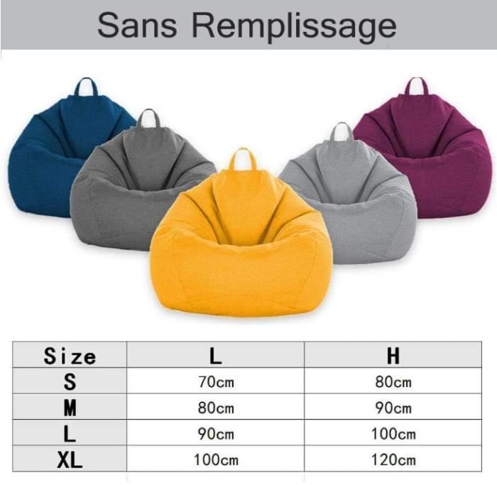 Ghopy Housse Pouf Poire XXL 120×100 Cm Sans Remplissage – Tissu Résistant Adulte Enfant – Géant Canapé Chaise Longue Intérieur Extérieur – Salon, Chambre, Jeu