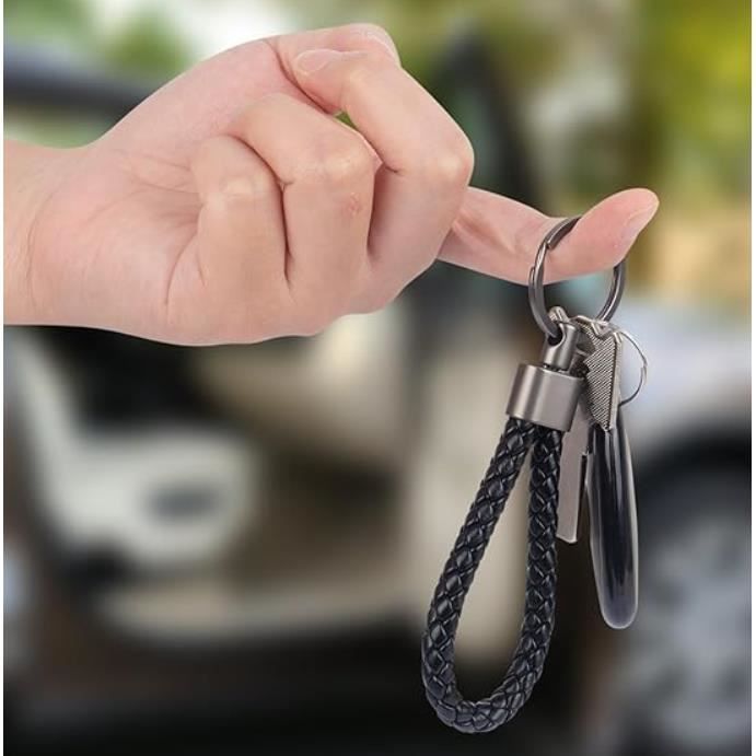 Lot De 4 Porte-clés Paracorde Tressés - Lanières Cuir Marron Avec Clip Ceinture