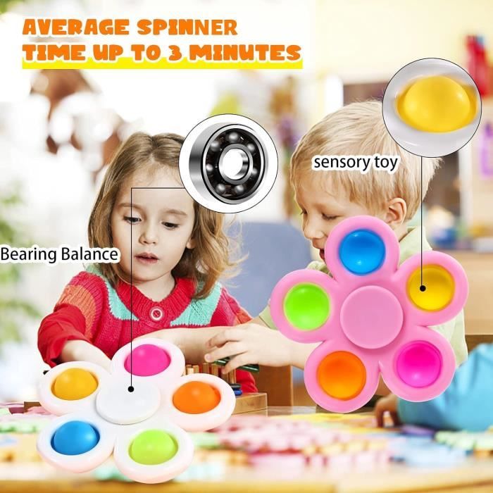 10 Pack Bubble Pop Fidget Spinners à Presser Simple Pop Fidget Jouet ...
