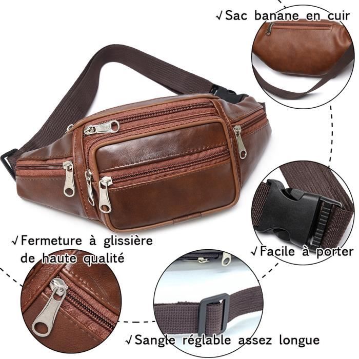 Sacoche banane homme femme en cuir tendance 006 - Cdiscount Bagagerie -  Maroquinerie