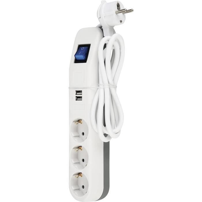 Rev Ice Multiprise Avec Usb, Multiprise 3 Prises, 2 Ports Usb, Chargeur ...