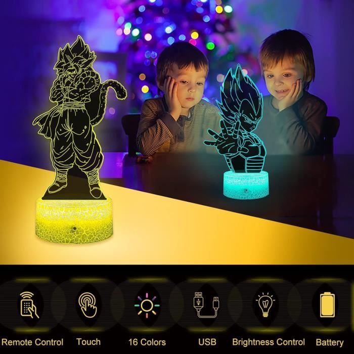 Veilleuse 3D Goku Manga Eygerur - LED 16 Couleurs Avec Télécommande