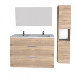 Meuble Sous Vasque Salle De Bain 80x30x65 Cm - Blanc, Avec 3 étagères, 2 Tiroirs Et 2 Portes - Rangement Optimal - 11