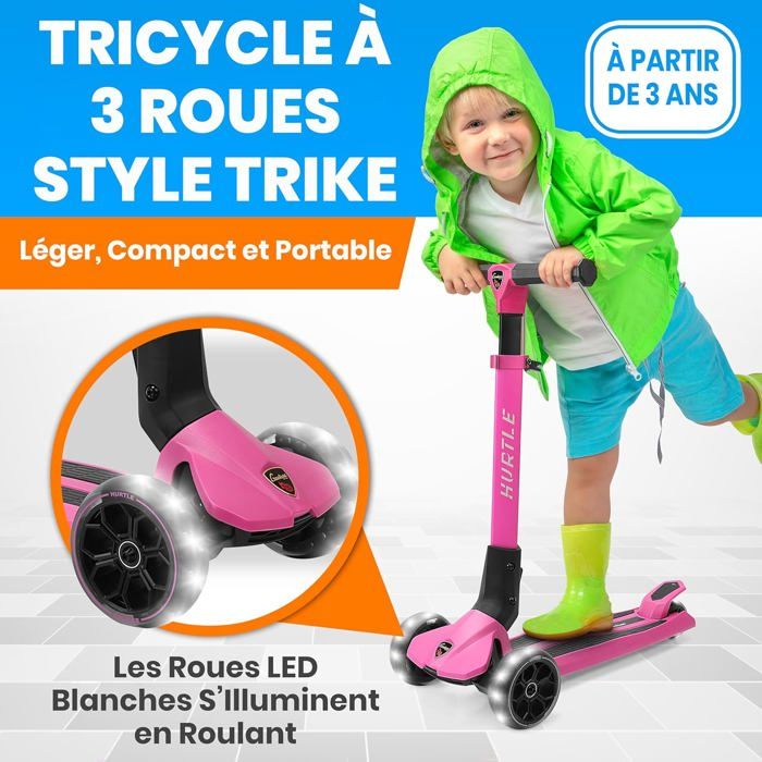 Trottinette Enfant, Trottinette 3 Roues, Patinette Enfant Pliable Avec Trottinette Enfant, Trottinette 3 Roues, Patinette Enfant Pliable Avec