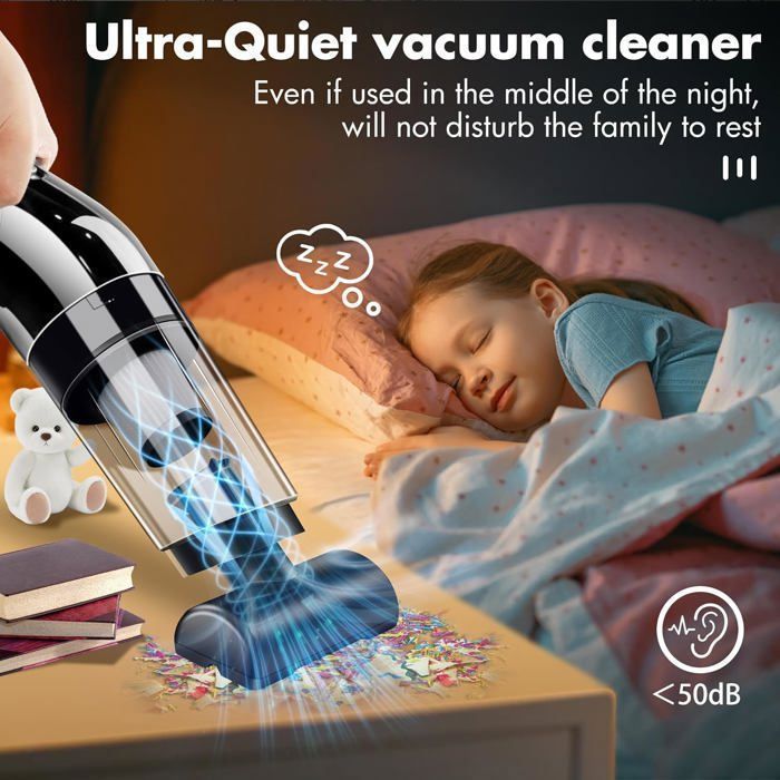 Aspirateur Voiture Sans Fil Puissant Longue Batterie USB-C