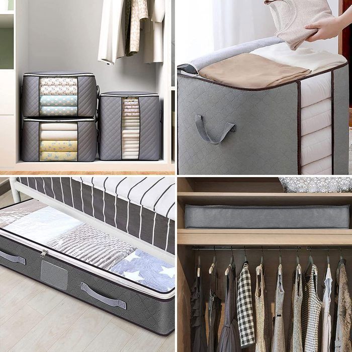 Storage Literie Gain De Place 4 Organisateurs De Draps Pliables Avec Fermeture Éclair - Range-Linge Pour Placard Ou Tiroir Solutions Rangement Armoire