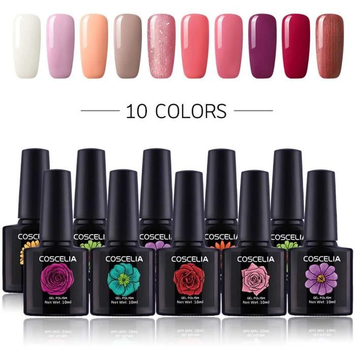 COSCELIA Kit Vernis Semi Permanent Gel Polish Kit Manucure Soakoff