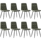 WAFTING Lot de 8 Chaise de Salle à Manger en Tissu Technique, Chaise Rembourrée avec Dossier Haut, Pied Métallique - Vert