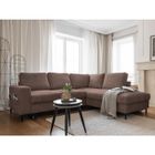 BESTMOBILIER Lilly - Canapé d'angle droit - 5 places - convertible - en velours côtelé - Marron