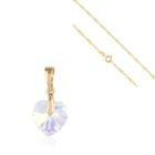 BIJOUTERIE PAPILLON BLEU Collier - Femme - Chaîne et Pendentif - Coeur - Cristal - Swarovski - Blanc - Plaqué Or Jaune 750/1000 - 3 Microns