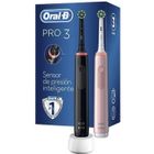 Brosse à dents électrique - ORAL-B - Pro 3 3900 - Lot de 2 - Rechargeable - 3 modes de brossage