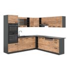Cuisine en angle R-Line, 237 x 60 cm sans plan de travail, Chêne doré/anthracite, Vicco