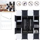 Penderie avec Portes XMTECH - Armoire de Chambre 20 Cubes - DIY Meuble de Rangement en Plastique - Noir et blanc