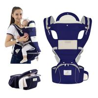 Porte Bébé Multifonctionnel Ergonomique Physiologique Avec Siège à Hanche Multi-poches Pour bébé de 0 à 36 Mois - Bleu foncé