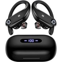 Écouteurs Sans Fil Bluetooth 5.1 Oreillette Sportif Stéréo 100H d'Autonomie Micro Intégré pour iOS et Android Samsung Apple