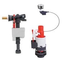 Chasse d'eau wc mécanisme double chasse MW2 et robinet flotteur Doblo Wirquin 10723598, gris et rouge
