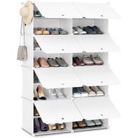 WOLTU Meuble Chaussure, Rangement Chaussure avec 8 Compartiments, Boîte Empilable en Plastique, Blanc W0ITT2005
