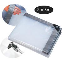 Bâche imperméable transparente - WOVTE - 2 x 5m - Anti-pluie, crème solaire, anti-gel