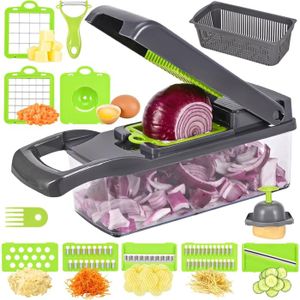 Coupe Légumes Mandoline Multifonction - Hachoir Manuel Avec Lames Interchangeables En Acier Inox