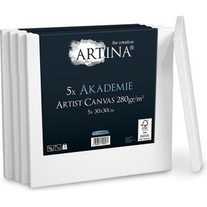 CHASSIS DE TOILE Artina Lot de 5 Toiles à peindre 30x30cm 280g-m² A