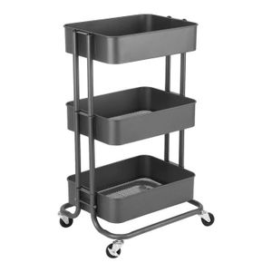 FURNITURE-R France Chariot de Service Desserte Pliant Rack de Stockage Polyvalent Chariot de Rangement /à roulettes Desserte /à roulettes 3 Tablettes