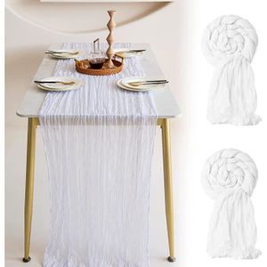 Lot 8 Chemins De Table Mousseline Beige 90x300 Cm – Déco Mariage Bohème Élégante & Fluide