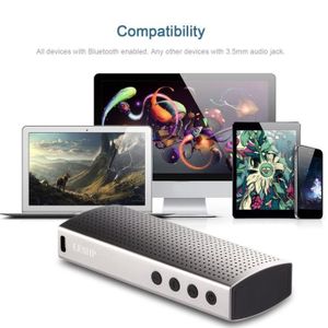 VersionTECH Couleur Argent Barre de Son TV Haut-Parleur Bluetooth sans Fil Portable Enceinte Bluetooth de Bass Son Puissant Rechargeable aux Mains Libres pour PC T/él/éphone Intelligent