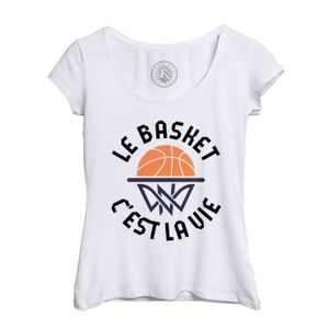 T-SHIRT T-shirt Femme Col Echancré Blanc Le Basket c'est l