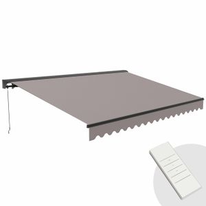 Store Perros 4 X 3 M Motorise Avec Semi Coffre Gris Et Blanc