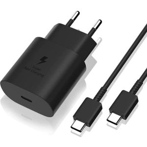 ACCESSOIRES SMARTPHONE Chargeur Rapide 25W + Cable USB-C USB-C Noir pour Samsung Galaxy TAB S7 - TAB S7 PLUS Phonillico®