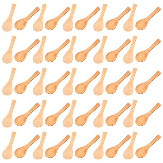 Lot De 30 Mini Cuillères En Bois Naturel - Cuillères Enfant Pour Miel, Café, Épices, Glace Et Condiments