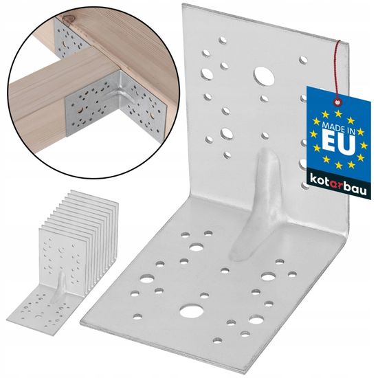 Lot De 10 équerres Acier Galvanisé - 75x50x30mm - Fabrication Française - Fixation