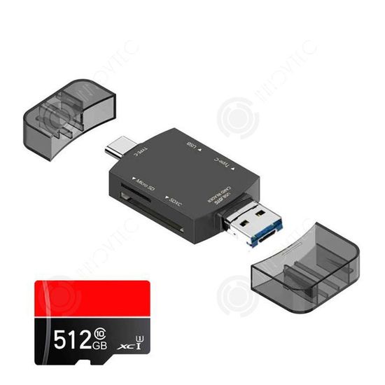 Lecteur De Carte SD USB-C Et Lightning 4 En 1 - Compatible MicroSD/SD, Pour IPhone, IPad, MacBook, Téléphones