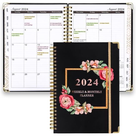 BLESWIN Agenda 2025, Agenda Mensuel 12 Mois Avec Signet, Janv. 2025 - Déc. 2025, Agenda Semainier Spirale Avec Poche Intérieure, A5 Agenda Journalier Agenda Organiseur Pour Etudiants Enseignants